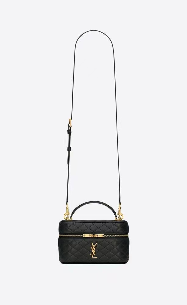 Saint Laurent Gaby Vanity Bag with Lambskin Strap Clutch in Black