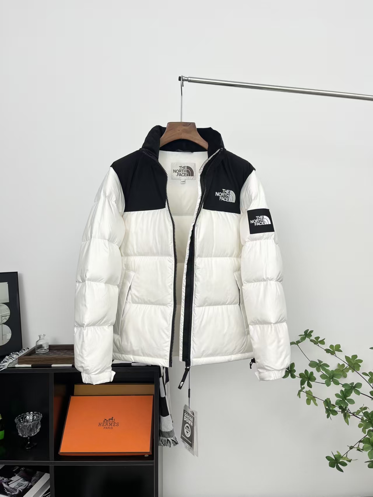 The North Face 22F-WS Nuptse Hoodie Hoodie Down Jacket White Black