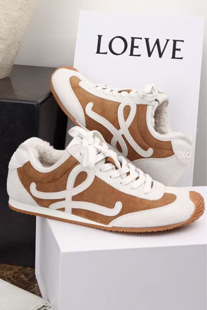 LOEWE suede leather and shearling-patterned Ballet Runner 2.0 men's sports shoes