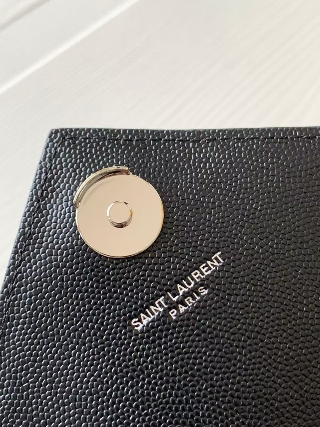 Saint Laurent Envelope Small Grain de Poudre Quilted Leather Handbag in Black