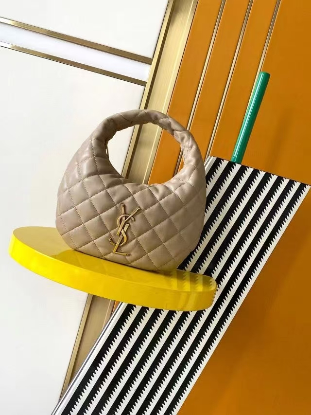 Saint Laurent Icarino Quilted Nappa Leather Handbag in Dark Beige