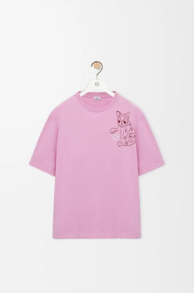 LOEWE Cotton loose-fit T-shirt in pink