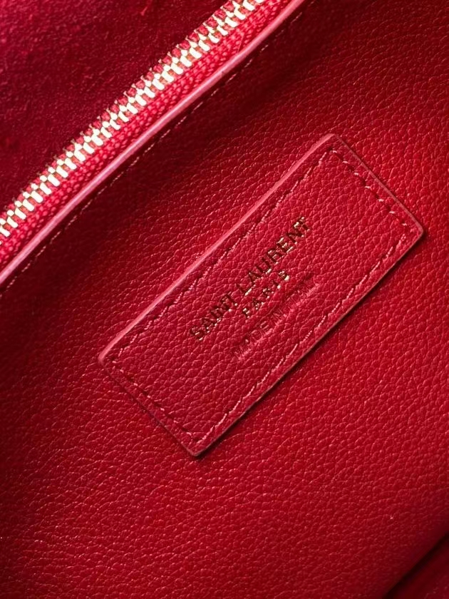 Saint Laurent Le 5 À 7 Small Grain de Poudre Leather Bag in Attractive Red