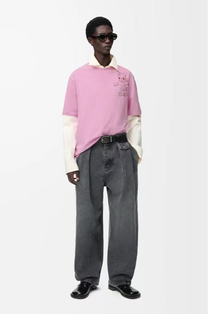 LOEWE Cotton loose-fit T-shirt in pink