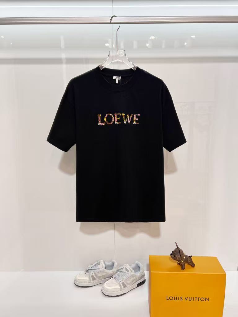 LOEWE Cotton Loose Fit T-Shirt - Black Short Sleeve