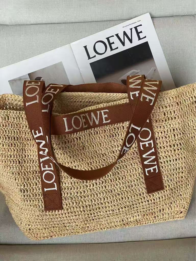 LOEWE Rafia Grass Fold Shopper Handbag