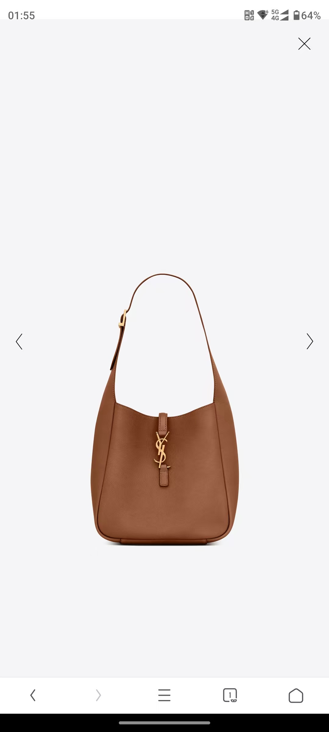 Saint Laurent Le 5 À 7 Small Grain de Poudre Leather Bag in Fox