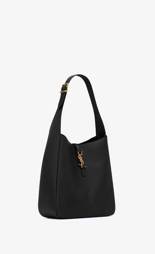 Saint Laurent Le 5 À 7 Small Grain de Poudre Leather Bag in Black