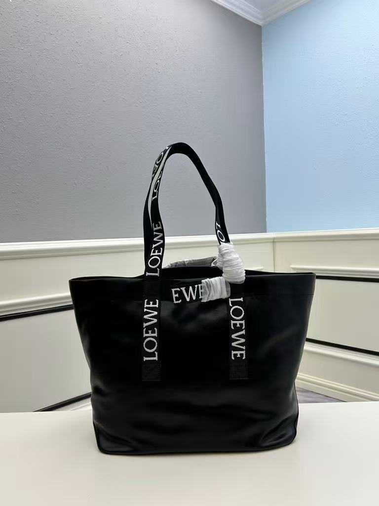 LOEWE Printed Cotton Leather Fold Shopping Bag