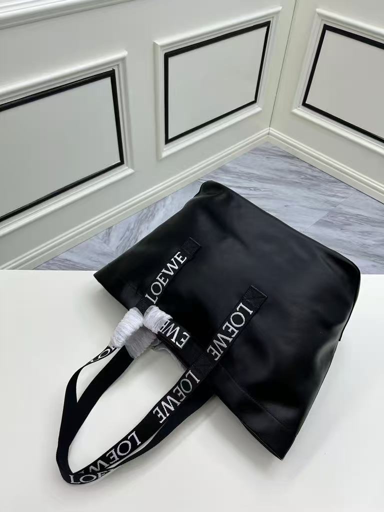 LOEWE Printed Cotton Leather Fold Shopping Bag