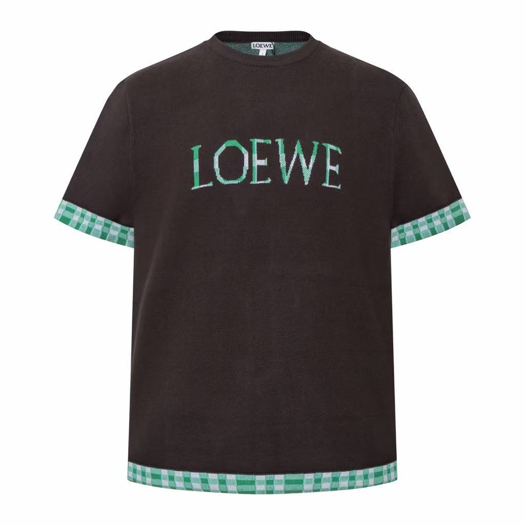 LOEWE Checkered Sleeveless Knitted Short Sleeve (Brown)