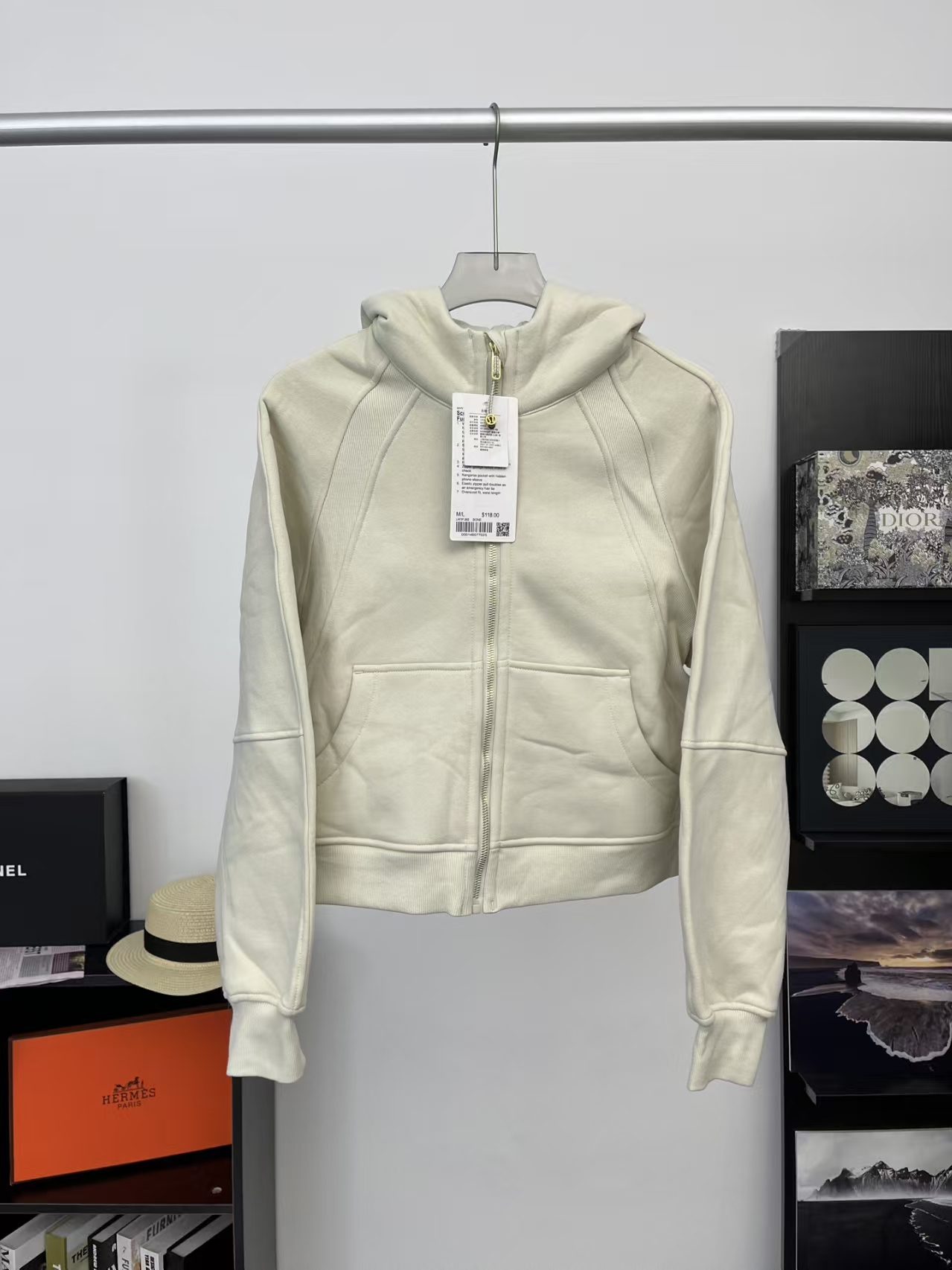 Lululemon Scuba Full-Zip Cropped Hoodie in Oatmeal | Women's French Terry Pullover