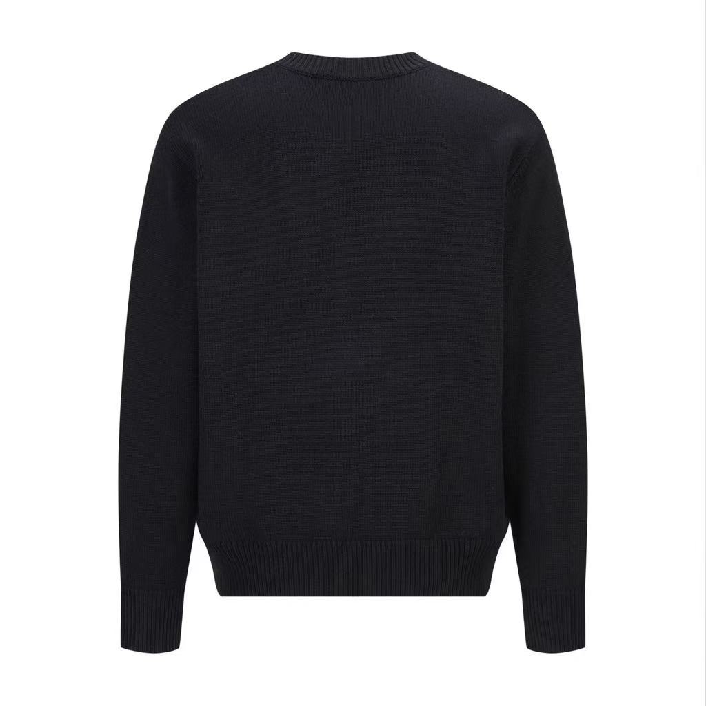 Black wool pullover with a round neck, from Fendi