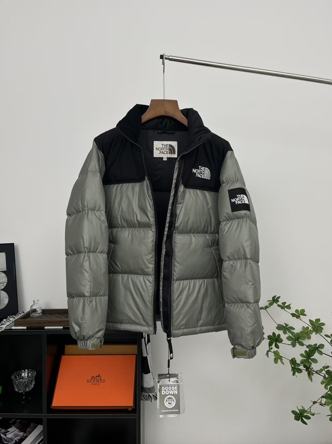 The North Face Ripstop Puffer Jacket in Sage Green | Abrasion-Resistant Winter Coat