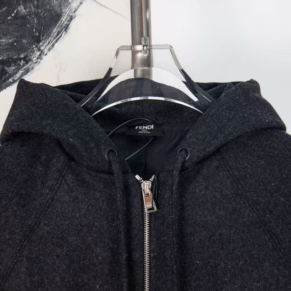Dark grey cashmere sports jacket FENDI