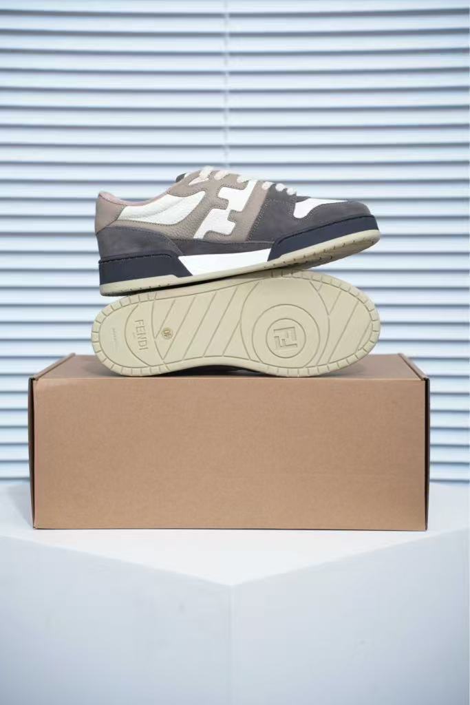 FENDI Match Gray suede low-top shoes