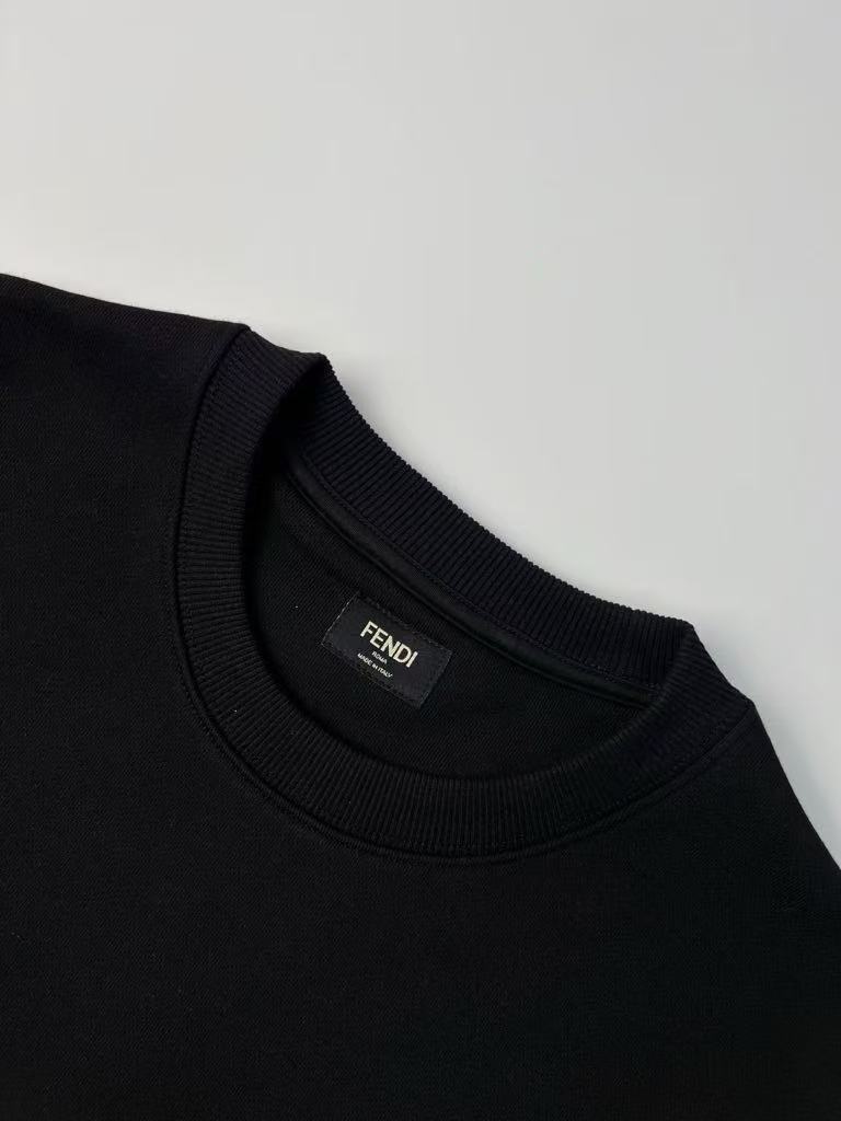 Black plain weave sport shirt by Fendi