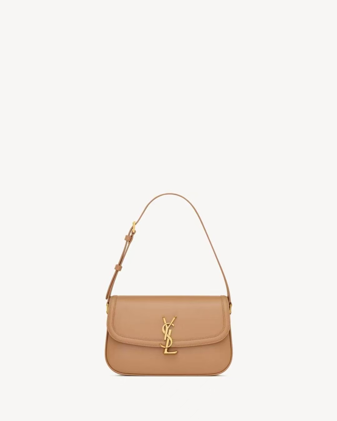 Saint Laurent Solferino Small Box Leather Handbag in Light Hazelnut