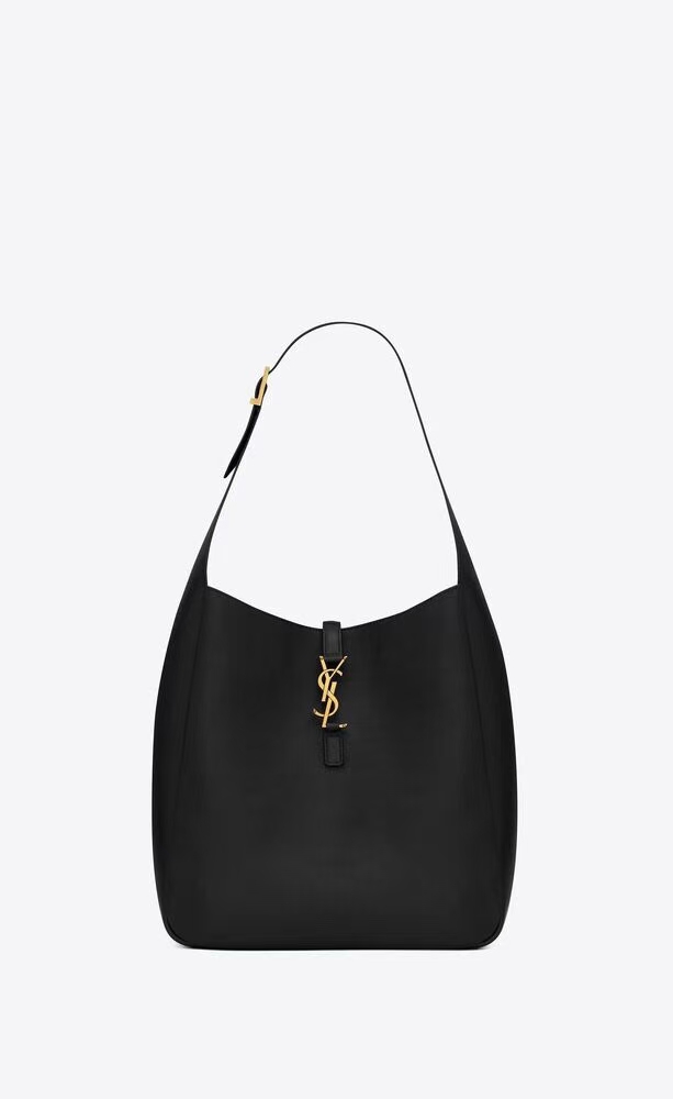 Saint Laurent Le 5 À 7 Large Grain de Poudre Leather Soft Handbag in Black