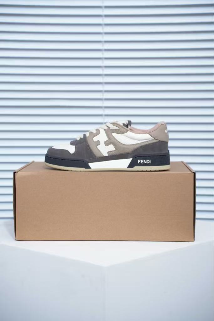 FENDI Match Gray suede low-top shoes