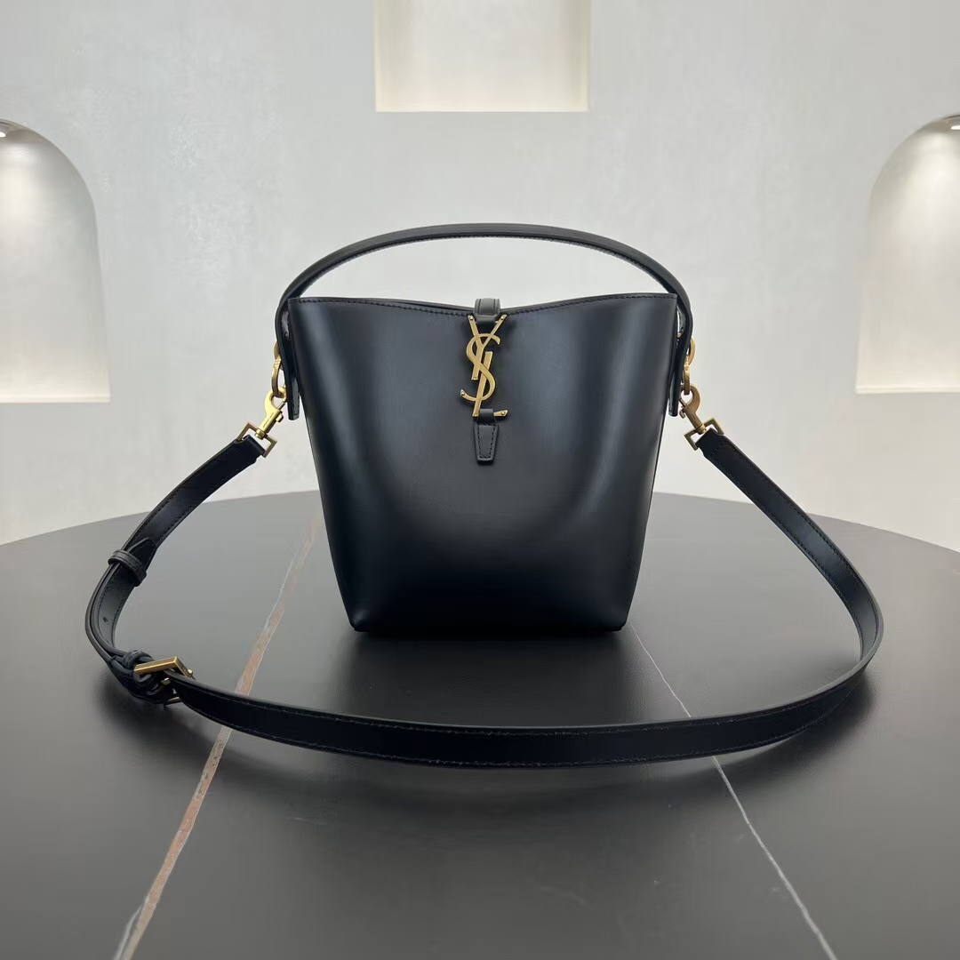 Saint Laurent Le 37 Small Shiny Leather Bag in Black