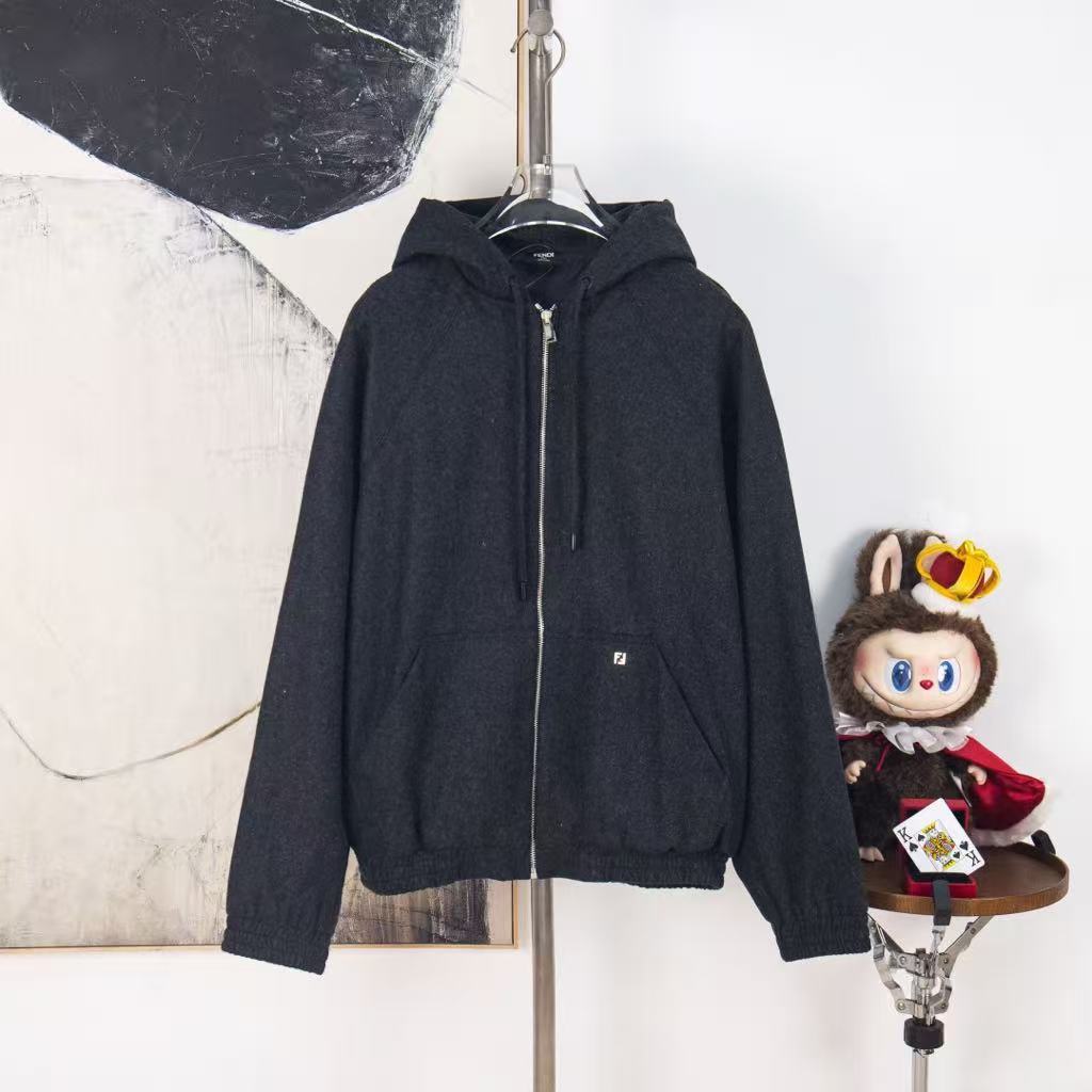 Dark grey cashmere sports jacket FENDI