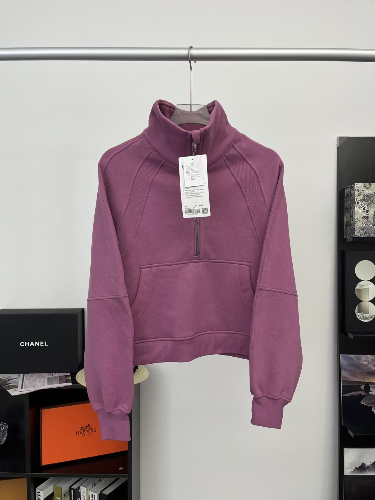 Lululemon Scuba Half-Zip Cropped Funnel Neck Sweatshirt in Velvet Blush | Women's French Terry Pullover