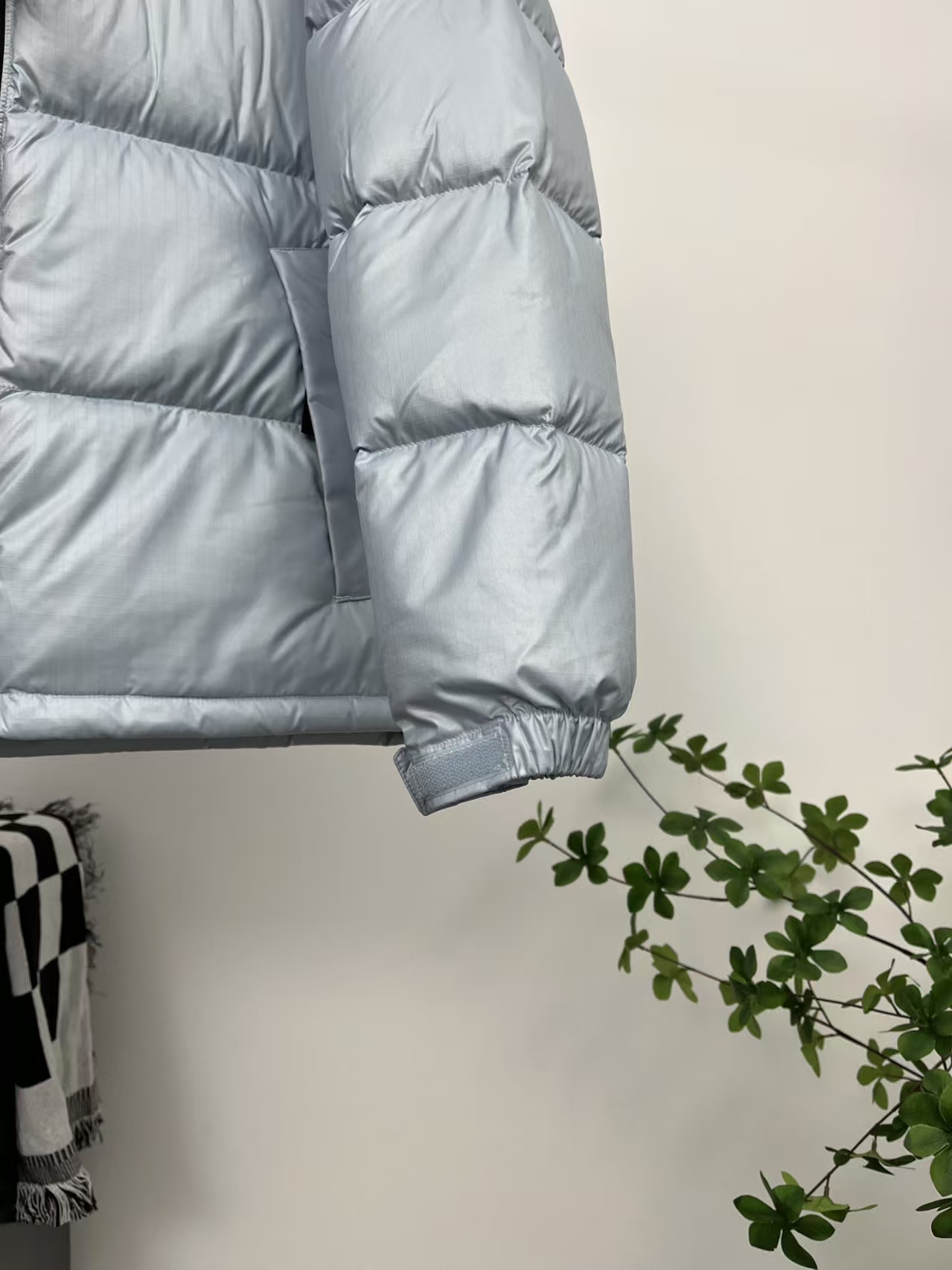 The North Face Ripstop Logo Puffer Jacket in Ether Blue | Abrasion-Resistant Oversized Graphic Design