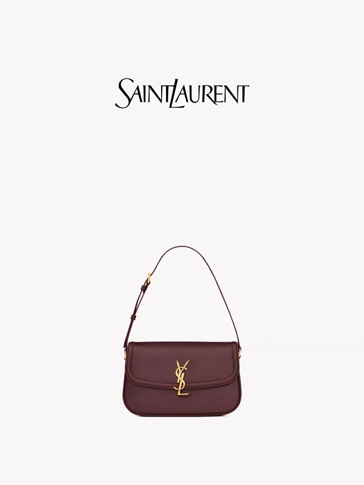 Saint Laurent Solferino Small Box Leather Handbag in Cabernet Sauvignon