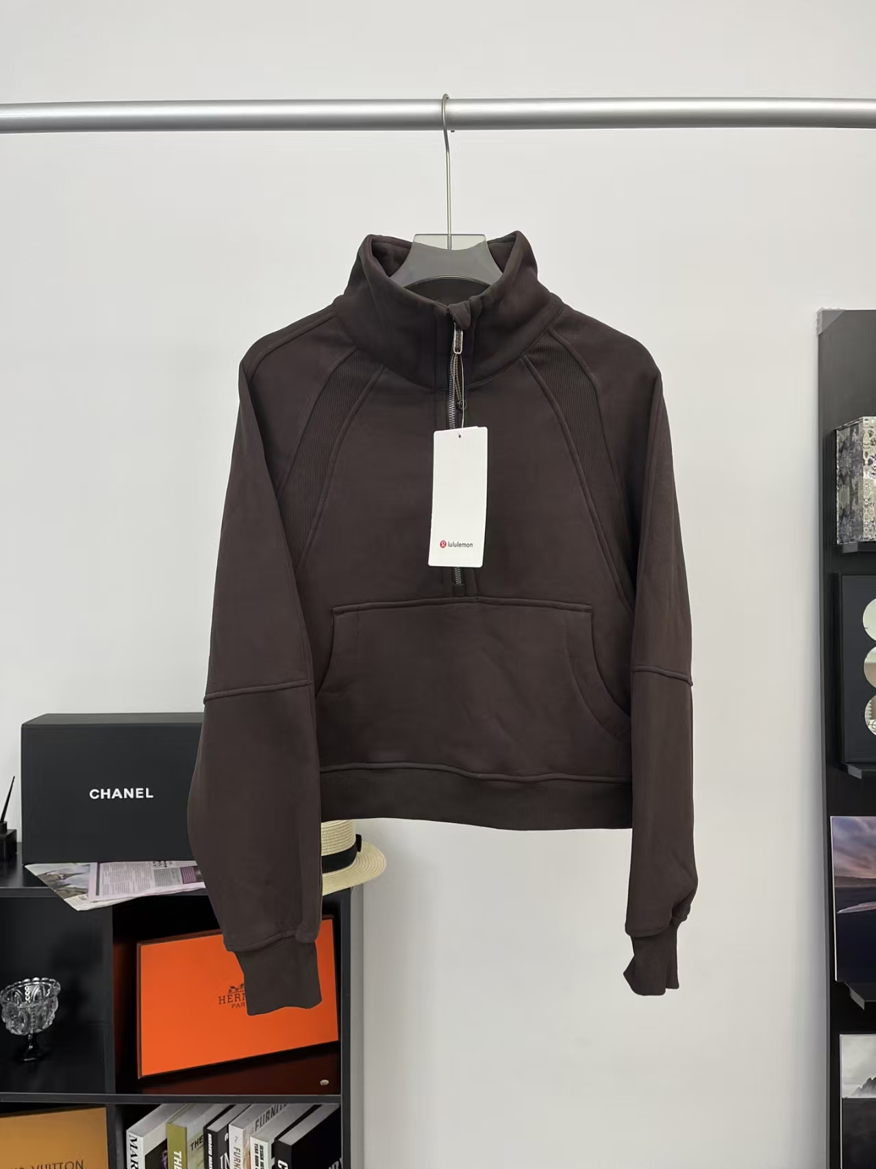 Lululemon Scuba Half-Zip Cropped Hoodie in Chestnut | Women's French Terry Pullover