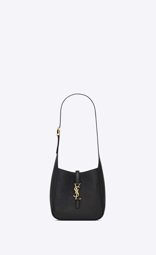 Saint Laurent Le 5 À 7 Baby Grain de Poudre Leather Handbag in Black