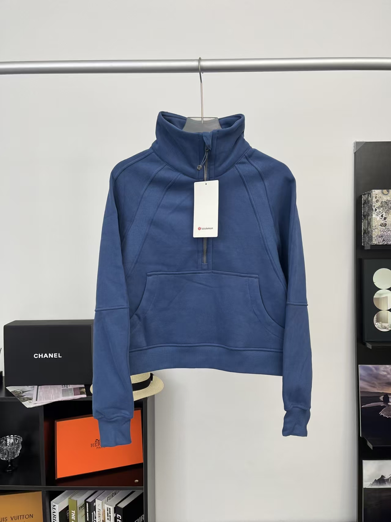 Lululemon Scuba Half-Zip Cropped Funnel Neck Sweatshirt in Blue | Women's French Terry Pullover