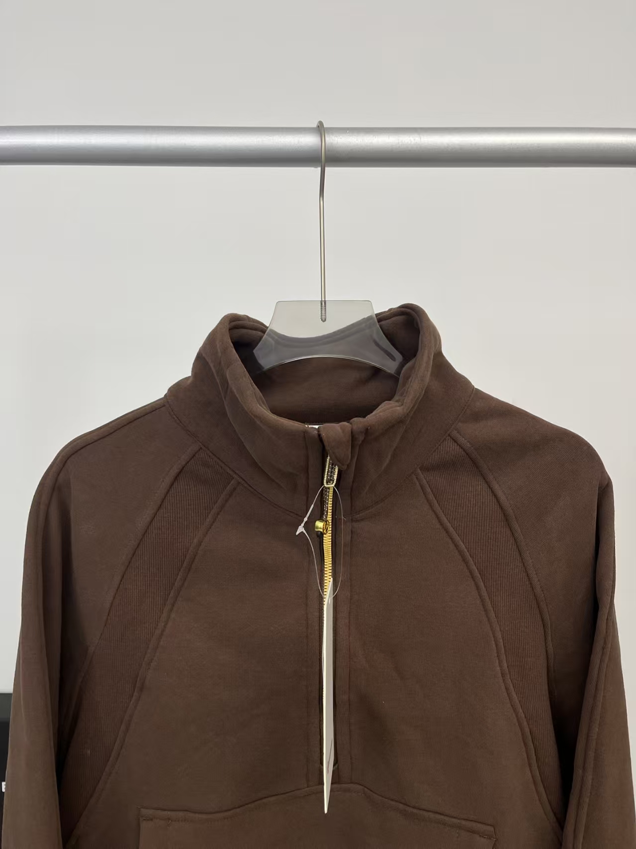 Lululemon Scuba Half-Zip Cropped Funnel Neck Sweatshirt in Mocha | Women's French Terry Pullover