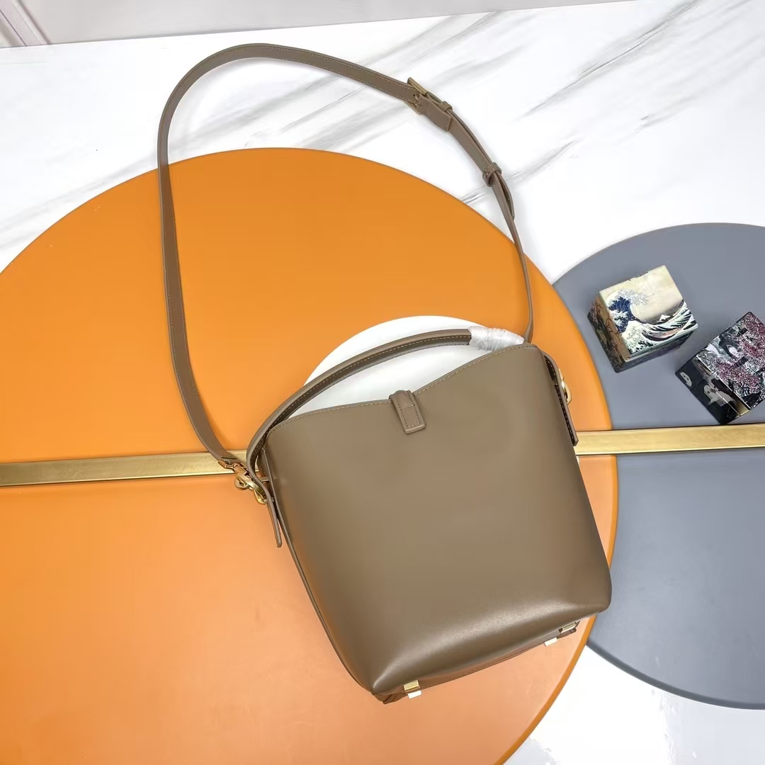 Saint Laurent Le 37 Small Shiny Leather Bag in Deep Musk