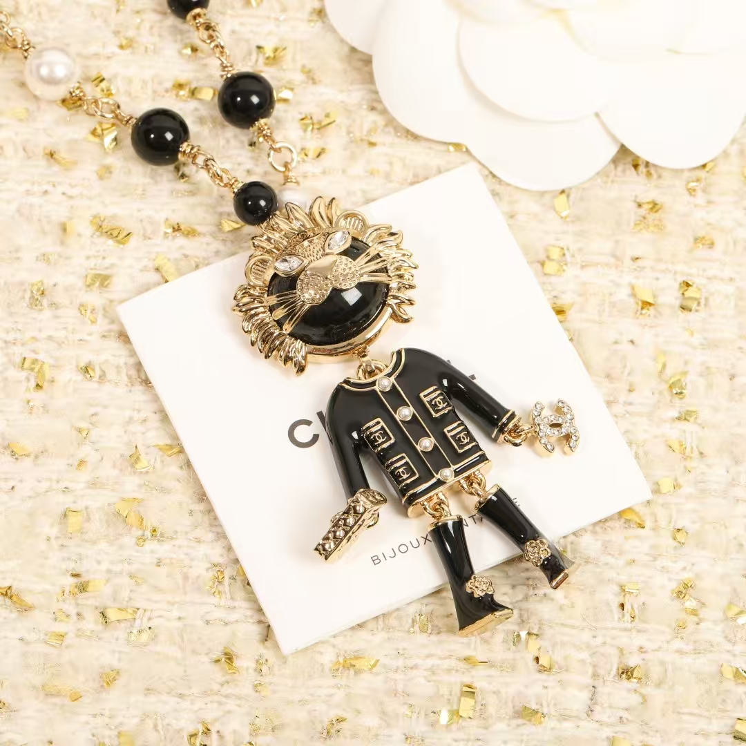 Chanel Lion and Pearl Lariat Necklace