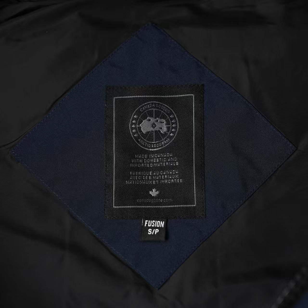 Canada Goose Stand Collar Down Vest in Deep Navy with Black Label | Angled Zip Pocket Gilet