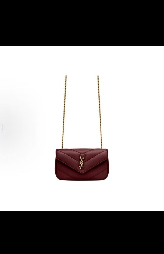 Saint Laurent LouLou Mini Sheepskin Handbag in Cabernet Sauvignon