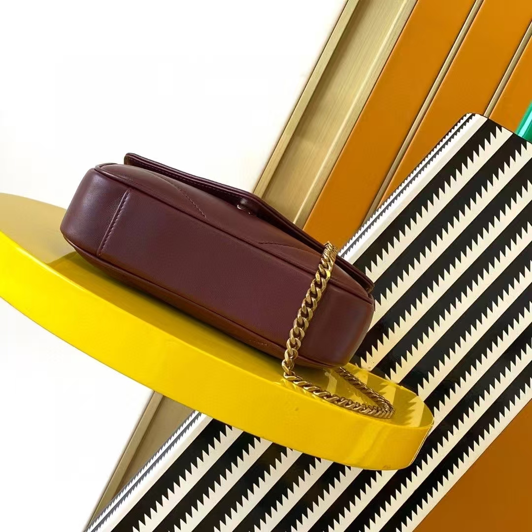 Saint Laurent LouLou Mini Sheepskin Handbag in Cabernet Sauvignon