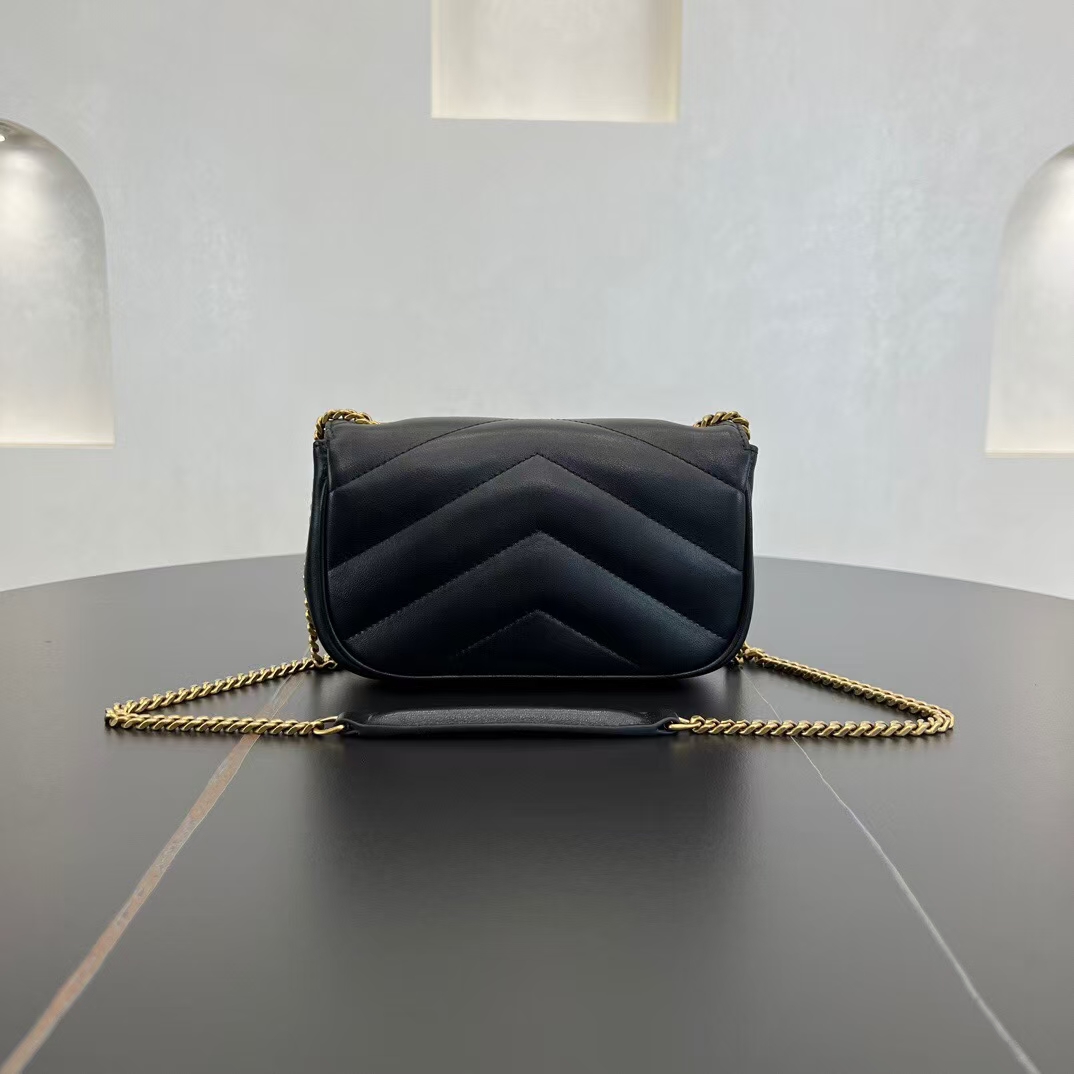 Saint Laurent LouLou Mini Sheepskin Handbag in Black