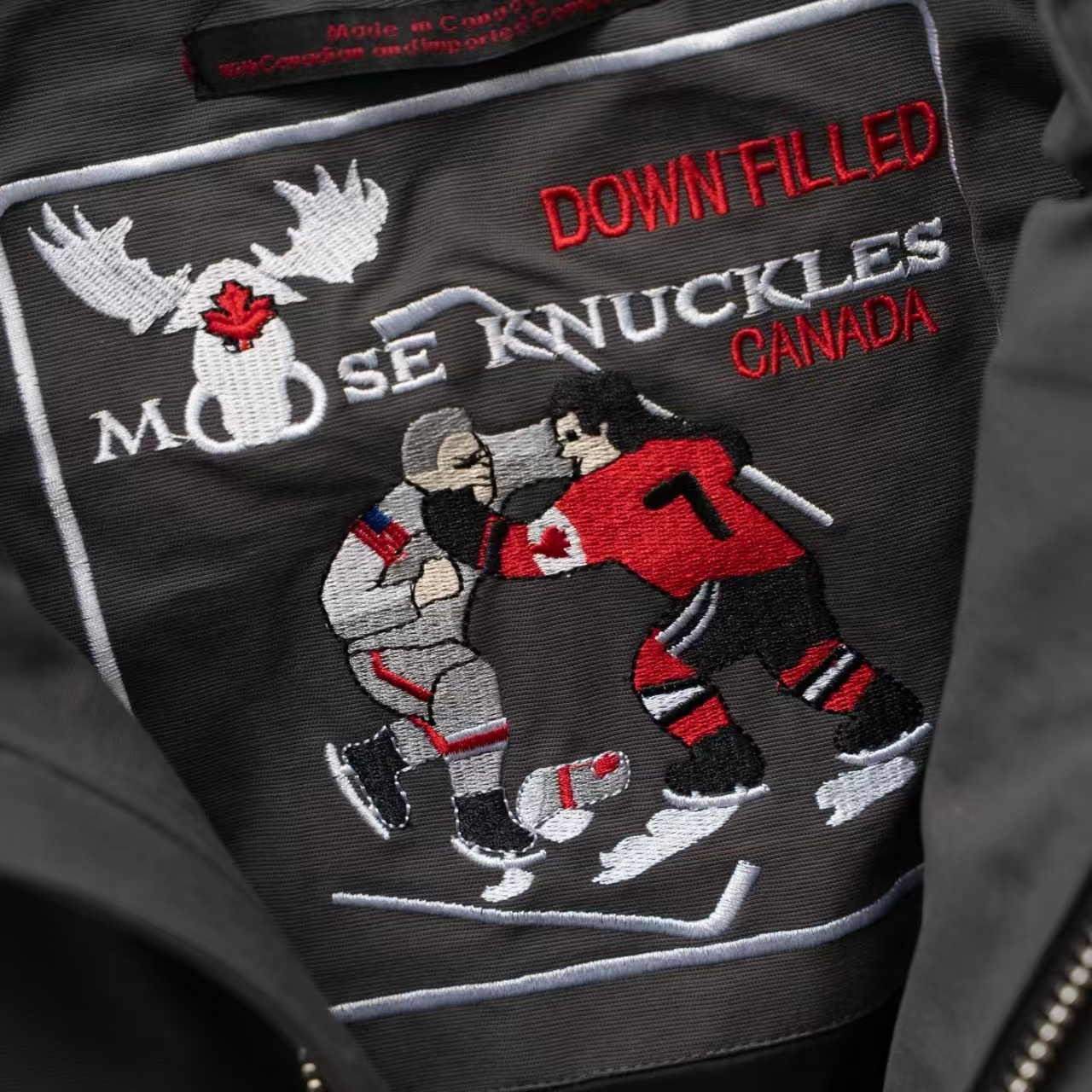 Moose Knuckles The 06 Hooded Puffer Jacket in Charcoal Grey