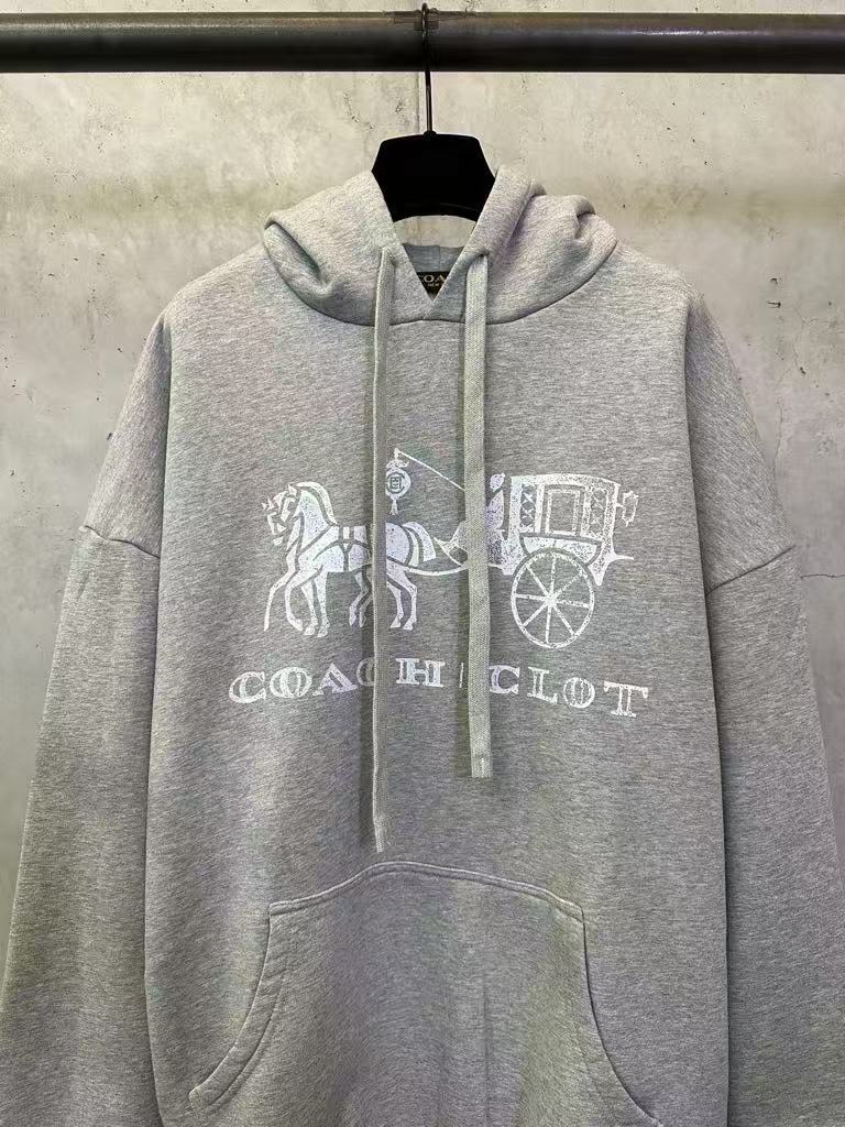 COACH CLOT carriage pattern casual hooded sweatshirt