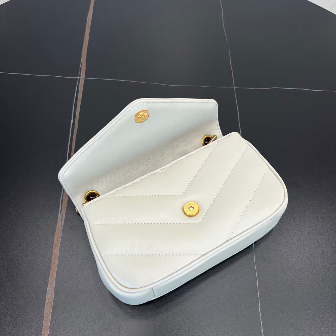 Saint Laurent LouLou Mini Sheepskin Handbag in Vintage White