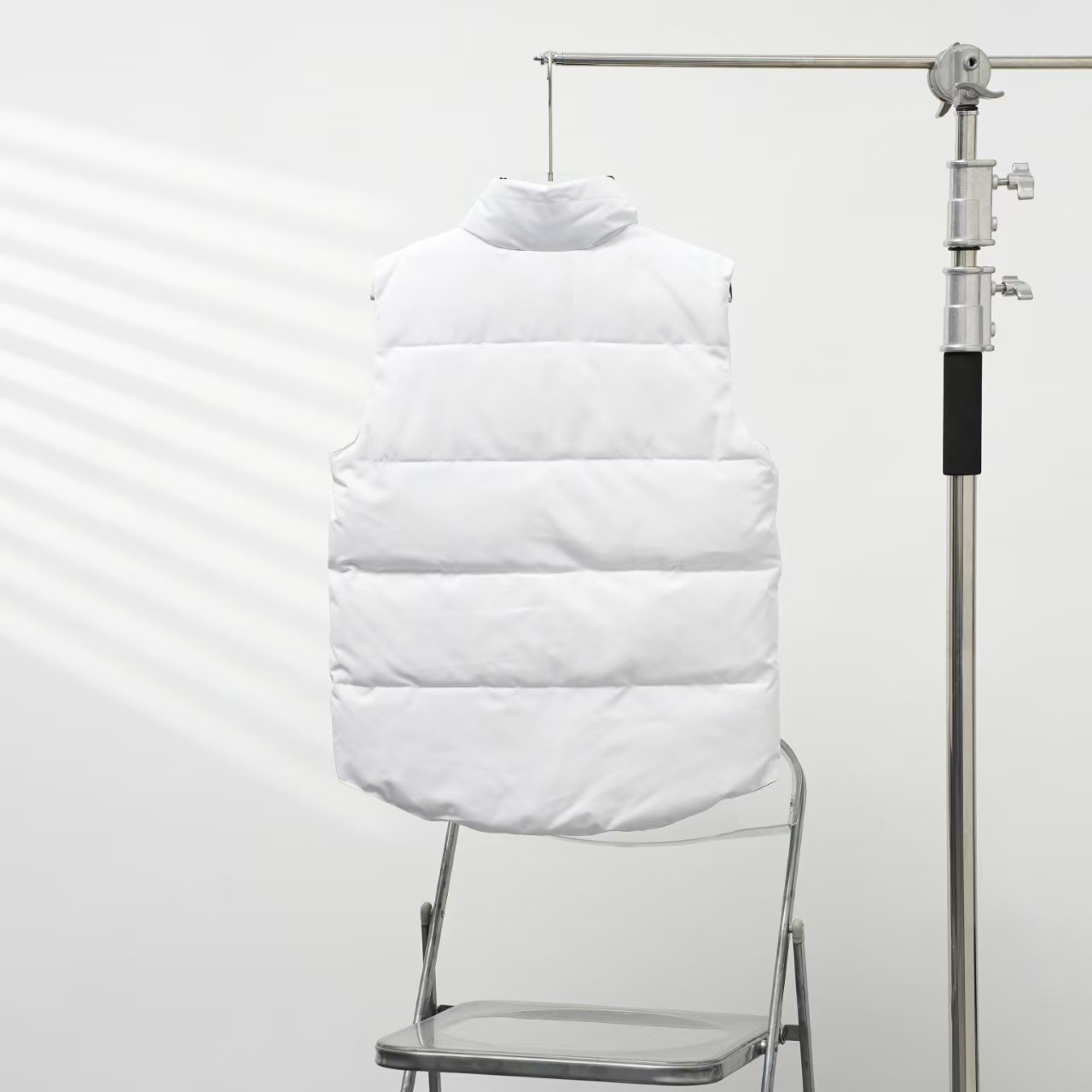 Canada Goose Stand Collar Down Vest in White with Red Label | Angled Zip Pocket Gilet