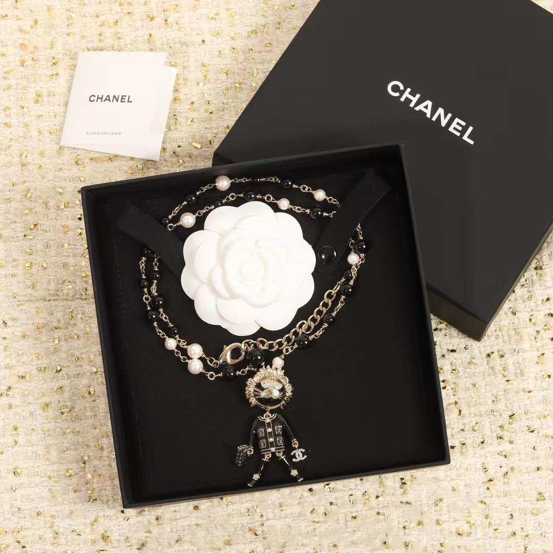 Chanel Lion and Pearl Lariat Necklace