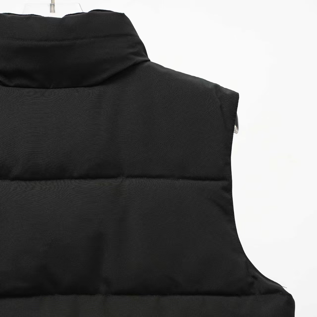 Canada Goose Stand Collar Down Vest in Black with Red Label | Angled Zip Pocket Gilet