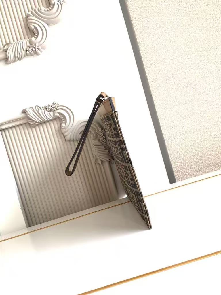 Brown FF jacquard clutch bag by Fendi