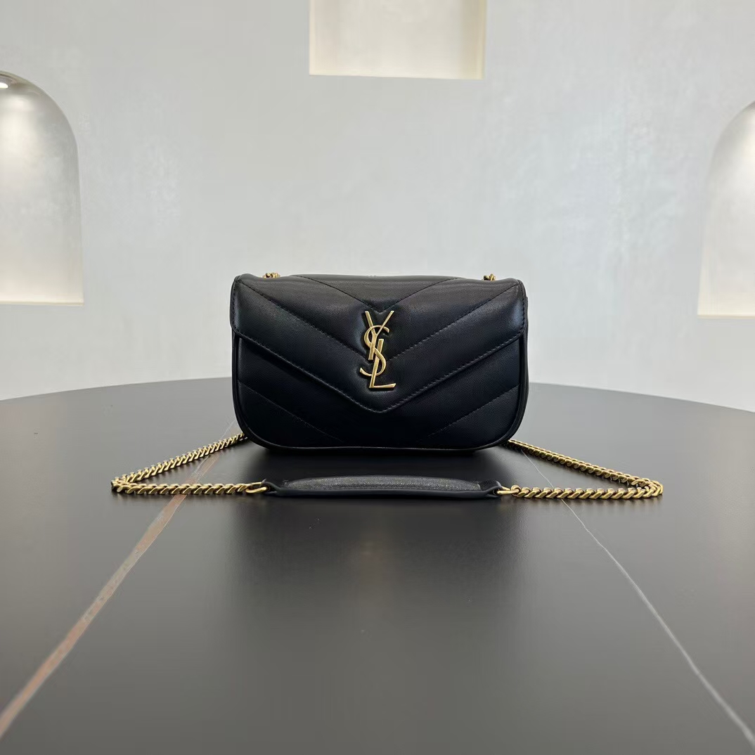 Saint Laurent LouLou Mini Sheepskin Handbag in Black
