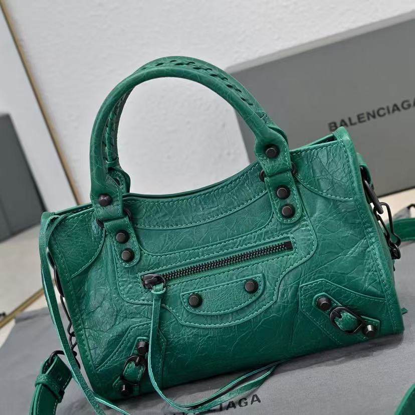 LE CITY handbag, emerald green, Balenciaga Parisian style