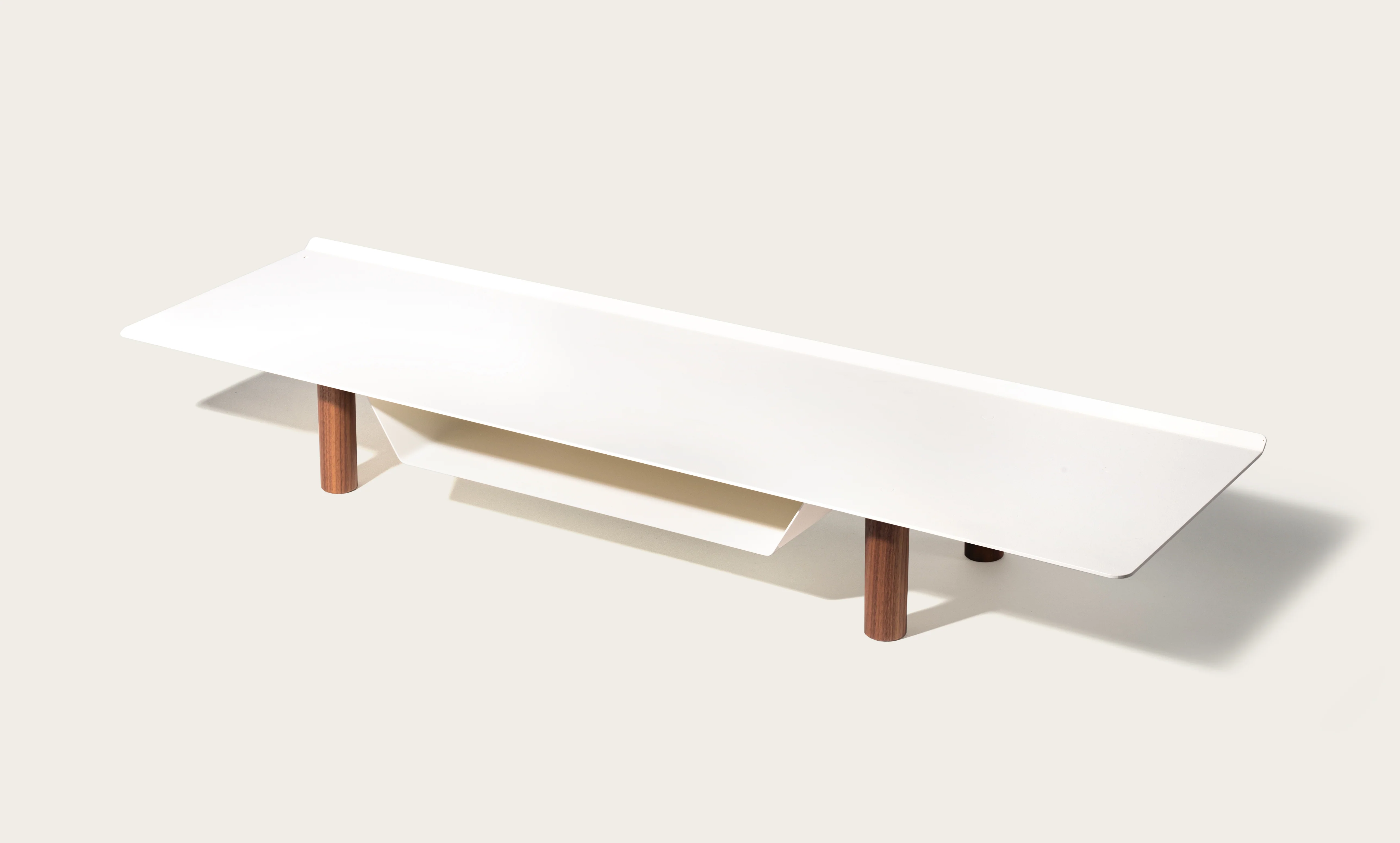 Gather Large Monitor Stand (White/Walnut)