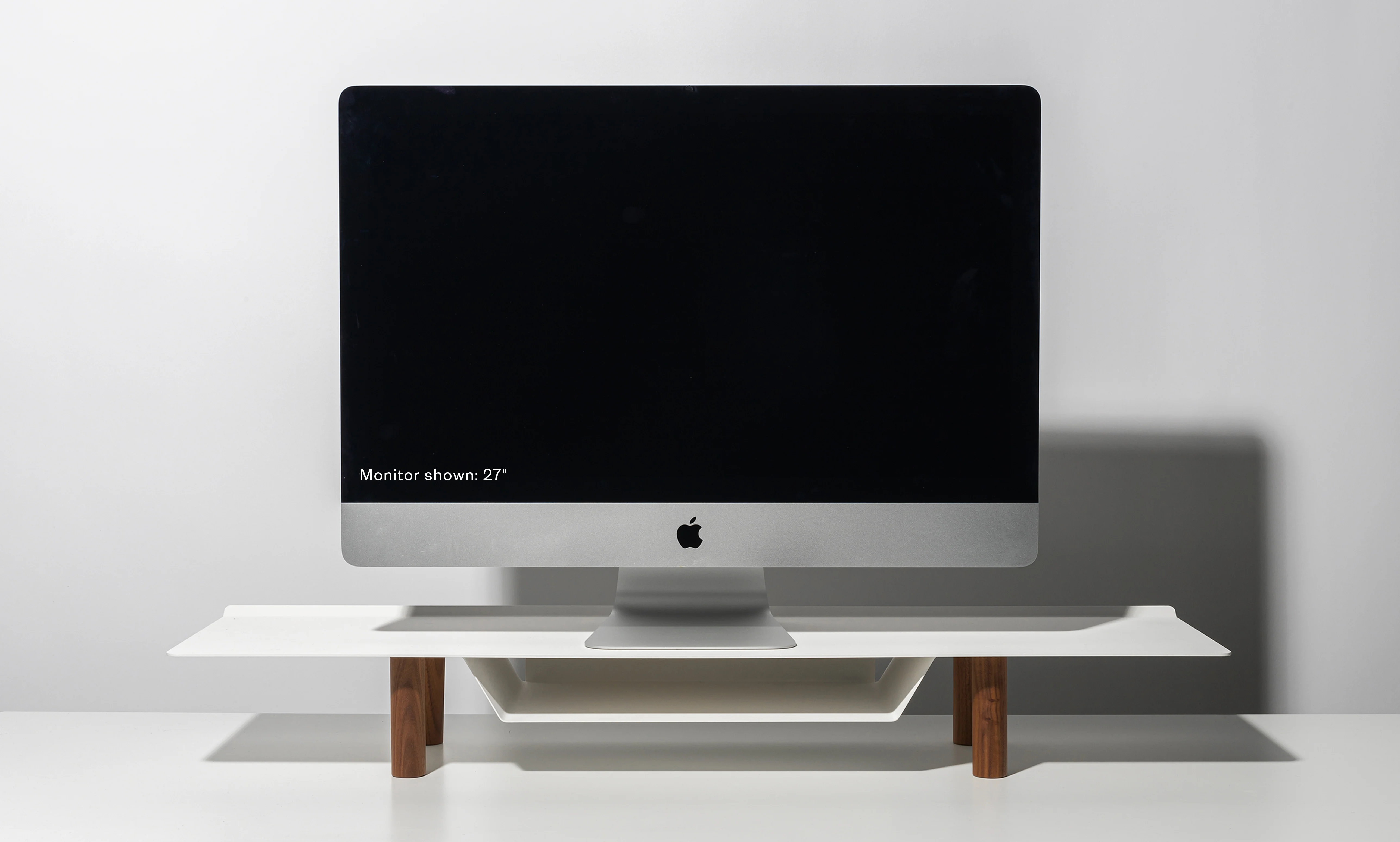 Gather Large Monitor Stand (White/Walnut)